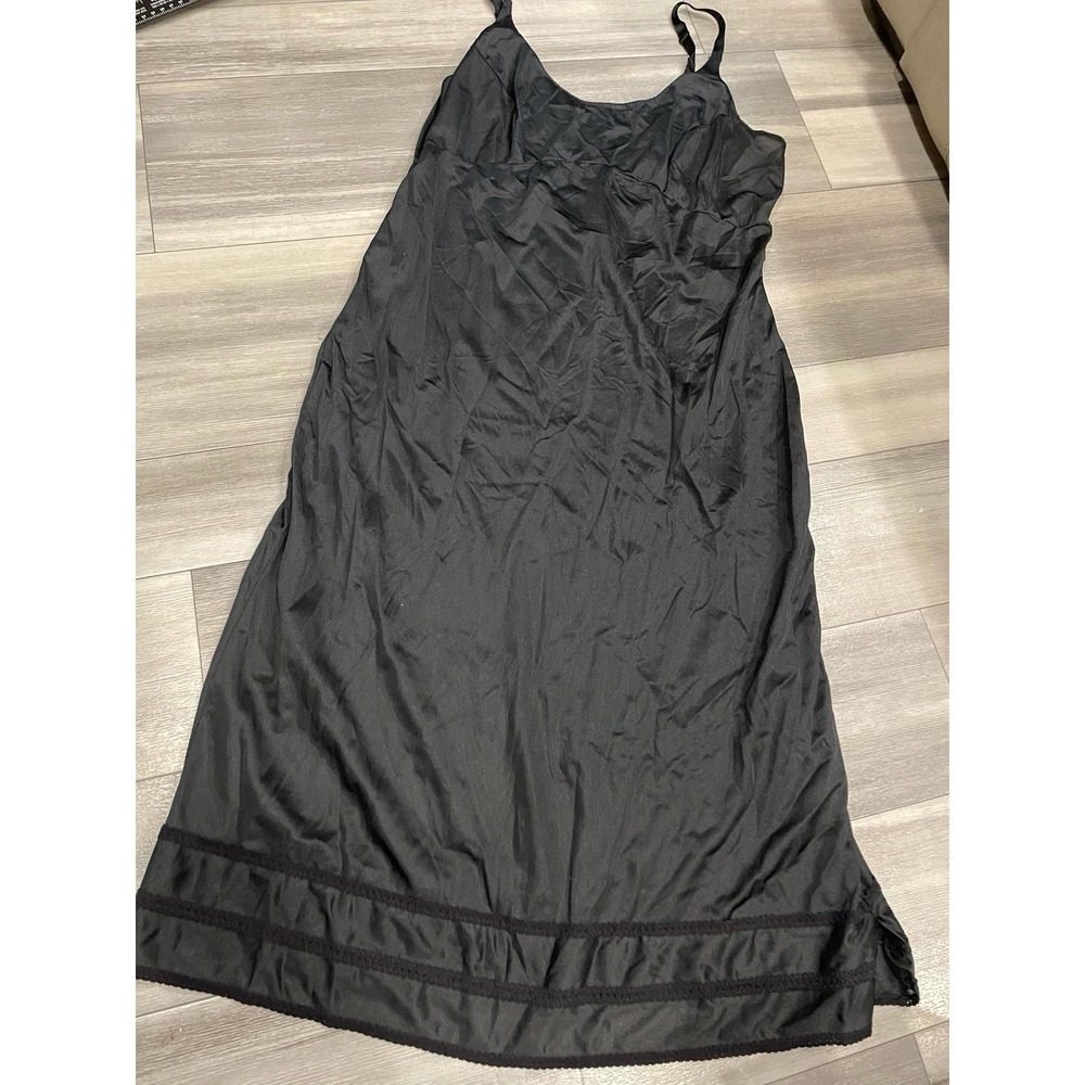 Vintage Movie Star Full Slip Womens 44 Black Nylon Lace Trim Made USA